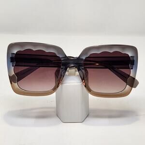 Krewe Elizabeth Oolong Square Sunglasses Oversized Gray Opaque Designer Sunnies